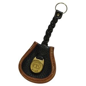Dooney & Bourke Vintage Leather Brass Duck Fob Key Ring Key Chain Brown Classic